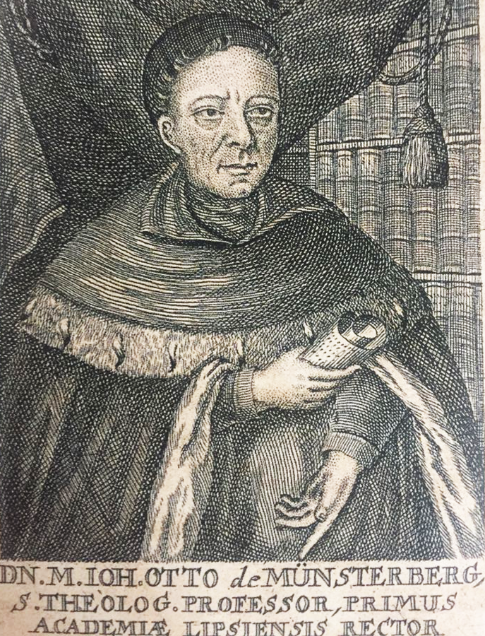 zur Vergrößerungsansicht des Bildes: Zu sehen ist ein Gemälde des ersten Rektors Johann Otto aus Münsterberg