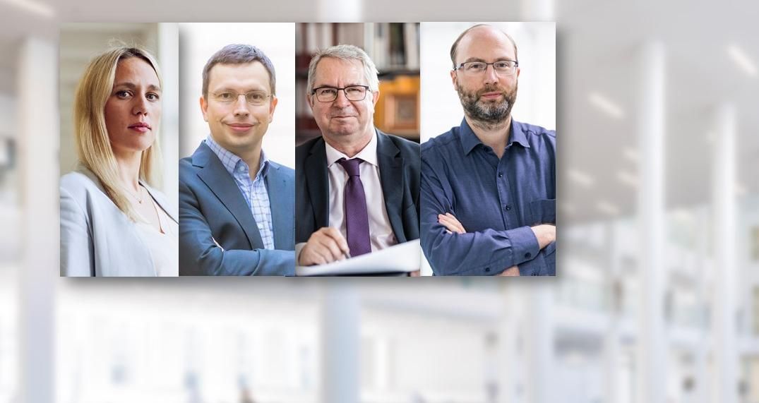 Porträts von Prof. Elisa Hoven, Prof. Hannes Zacher, Prof. Thomas Hofsäss und Prof. Markus Scholz