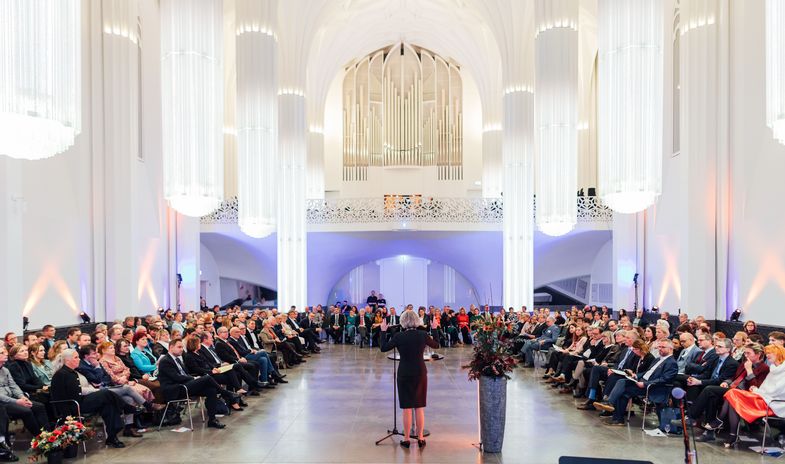 Beim Jahresempfang zum Dies academicusim Paulinum begrüßte Rektorin Prof. Dr. Eva Inés Obergfell die Gäste. 