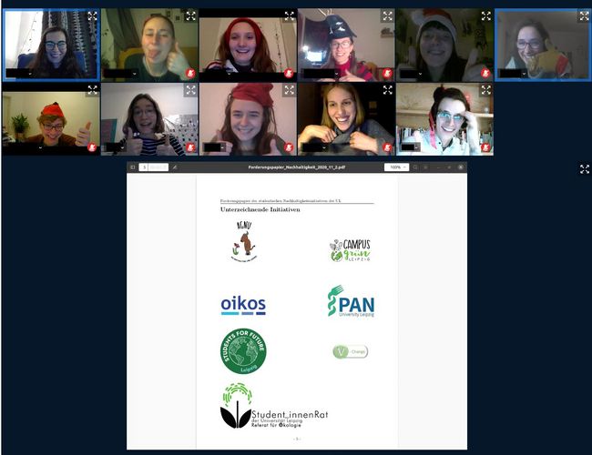 Das Bild zeigt eine Aufnahme der Teilnehmer während der virtuellen Tagung der AG Nachhaltige Uni.
