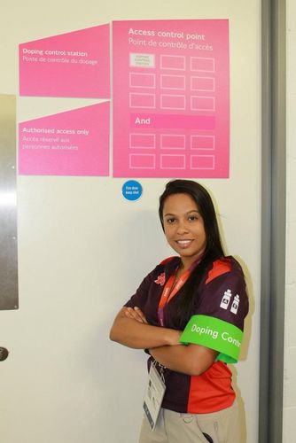 Luana dos Santos Held in front of a doping control station at the 2012 Olympic Games in London. Photo: personal